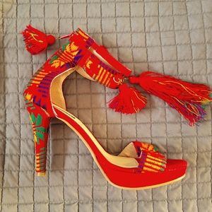 Mexican Made Red Ankle Strap Heels